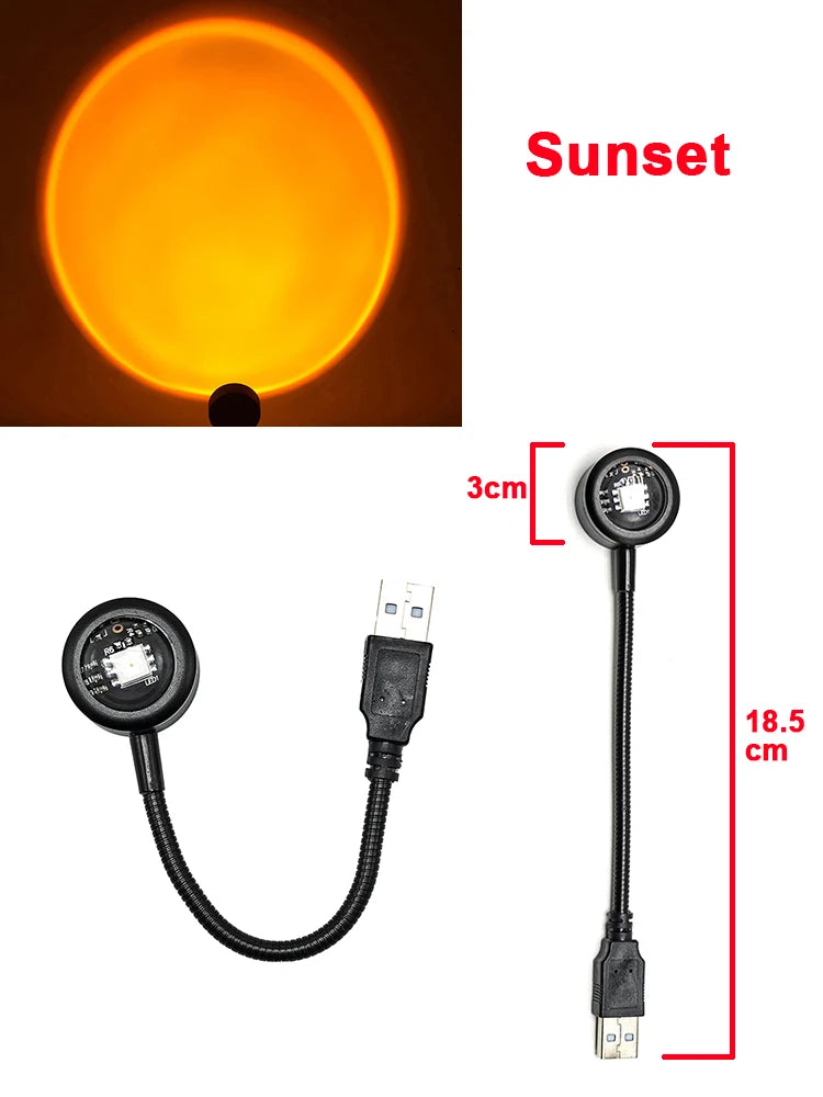 LED Sunset Projector Lamp - USB Mood Light