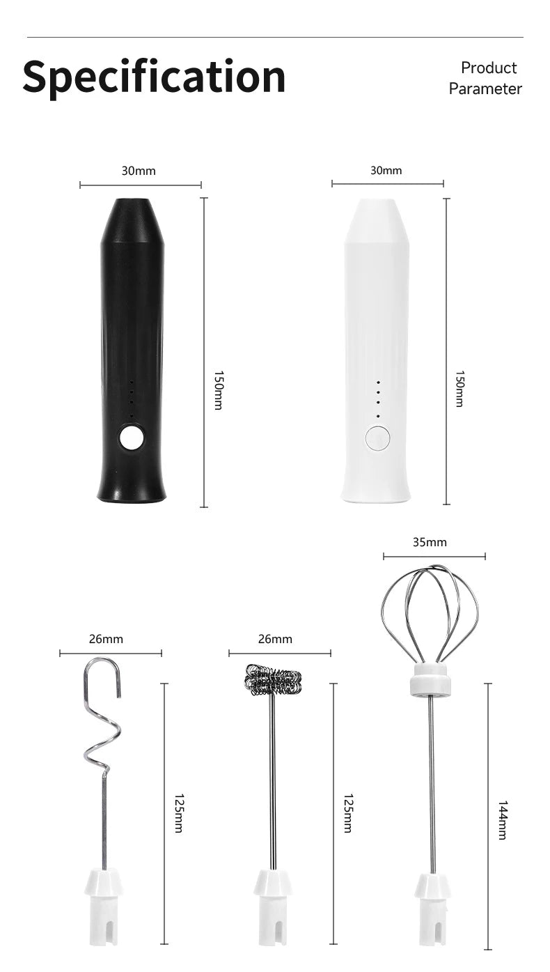 USB Rechargeable Milk Frother & Egg Beater