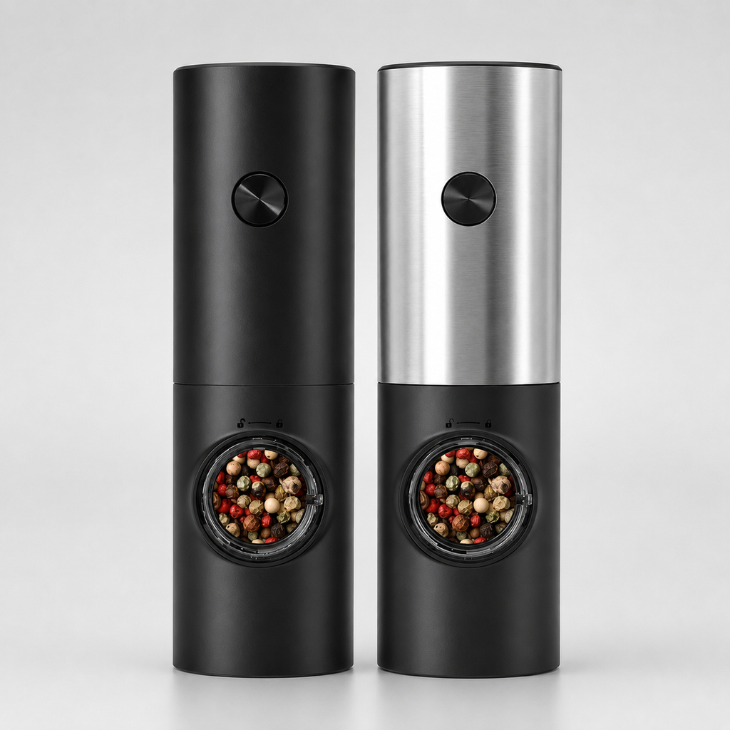 Black and silver electric grinder pair without base