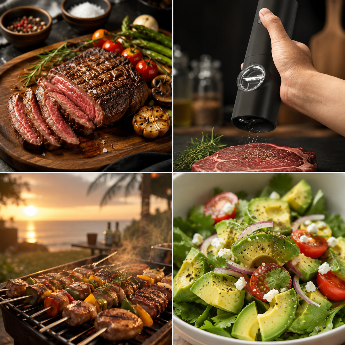 Electric grinder food lifestyle collage