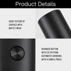 Electric grinder matte finish and one button operation detail