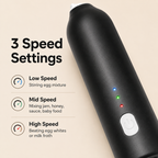 3 speed settings infographic for USB rechargeable milk frother