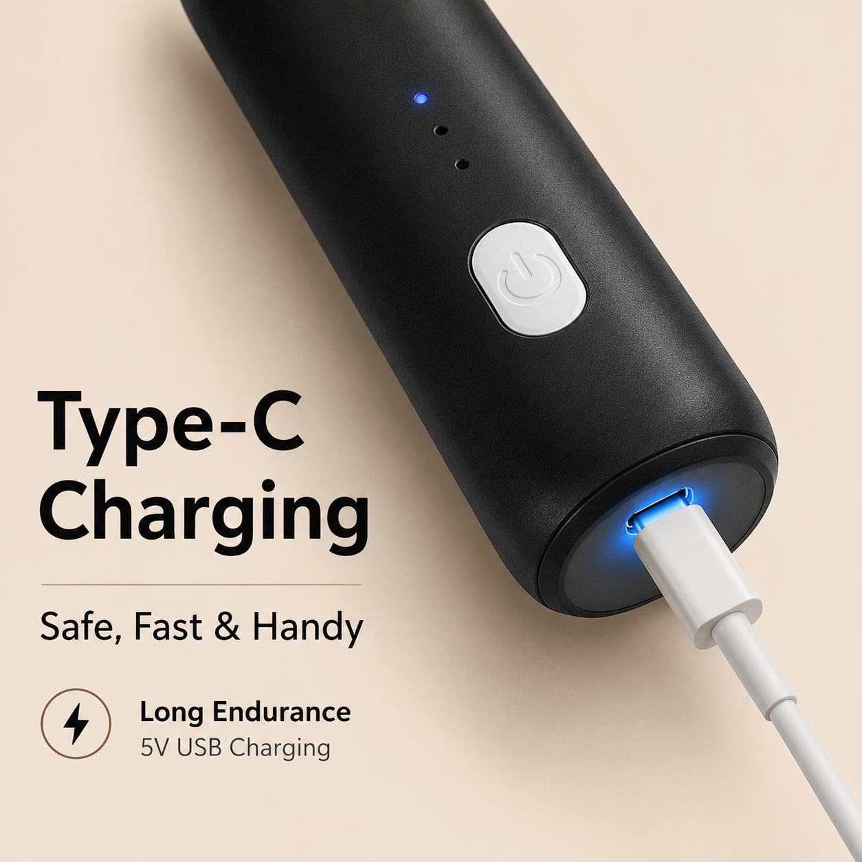 Type-C charging feature image for USB rechargeable milk frother