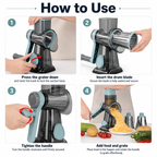 Rotary cheese grater how to use four step instructions