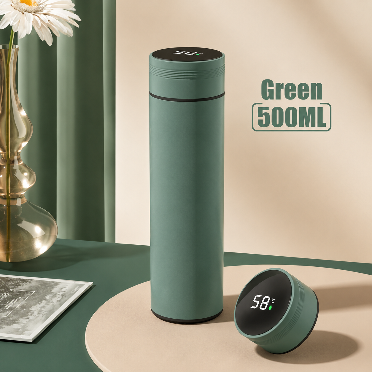 Green 500ml thermos product image